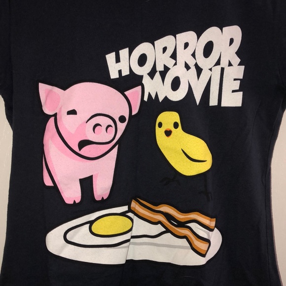 Bacon & Eggs Tshirt Piggy & Chick Horror Movie - Picture 2 of 8